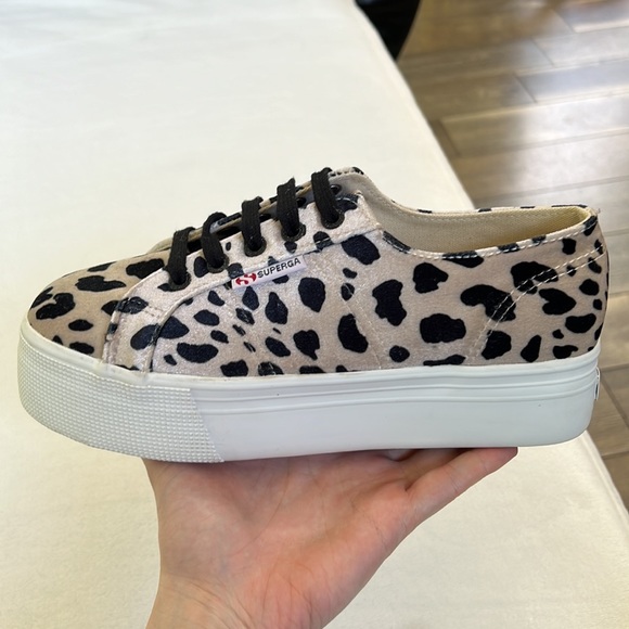 ~90s vibe~ Superga Leopard Animal Print Velvet Velour Platform Sneakers 38 - Picture 11 of 11